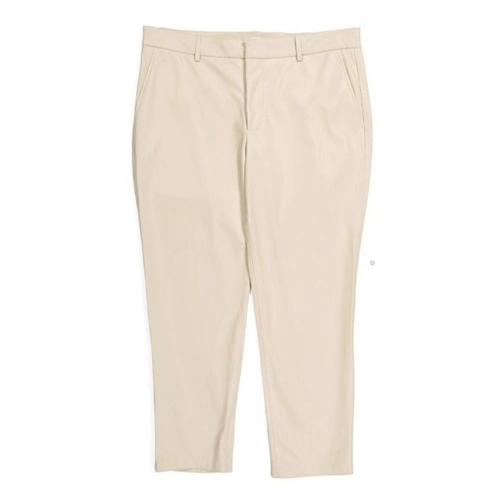 ZARA Pants Faux Leather Cream Off White Neutral Women Plus Size 14
